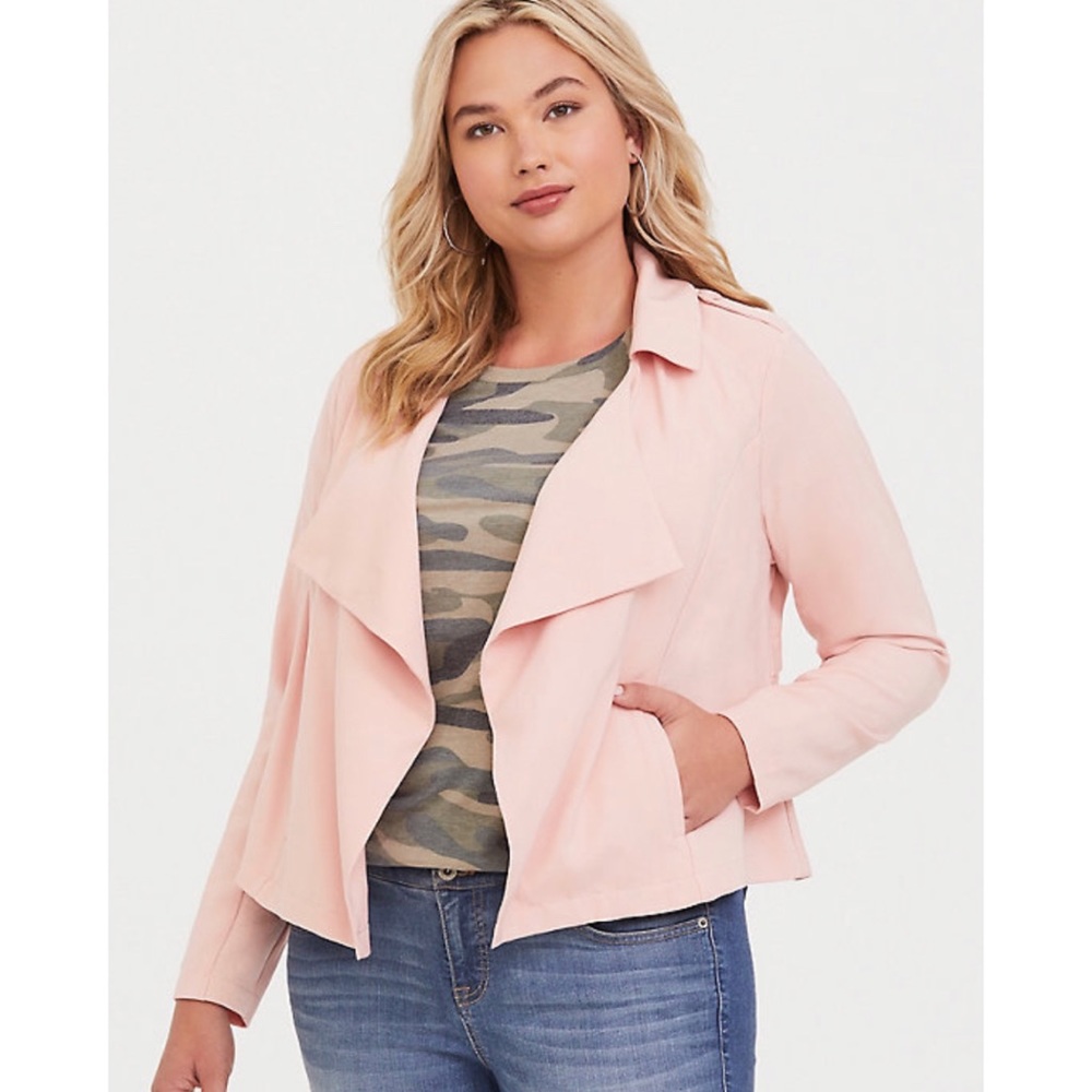 Torrid Pink Twill Drape Jacket 2